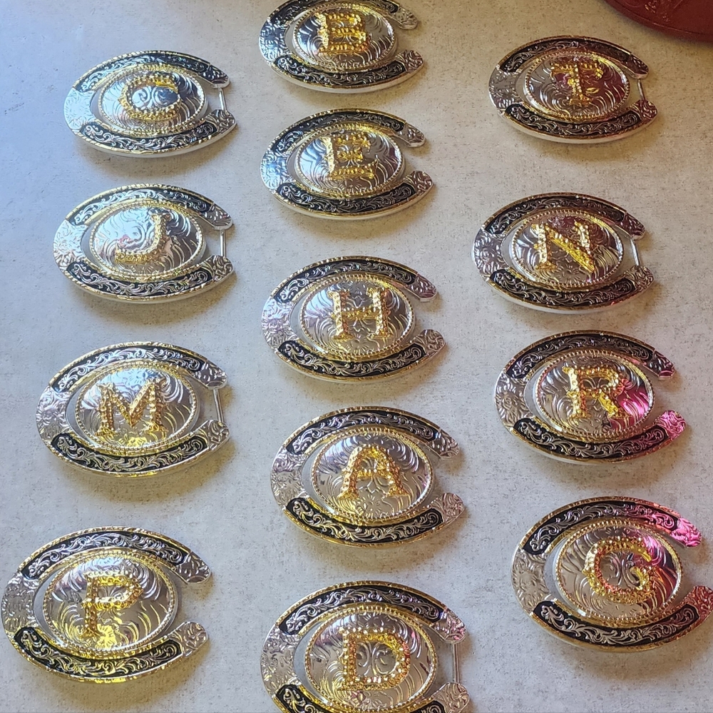 One Western letter initial horseshoe belt buckle.   All letters available.